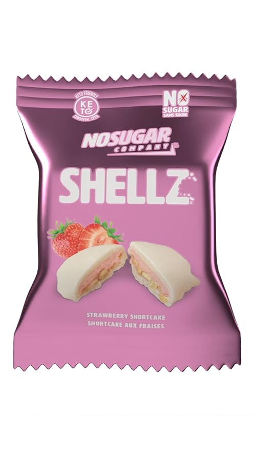 No Sugar Keto Shellz - Sugar Free (0g) Treat On-the-go Keto Snack - 30 Pack Individually Wrapped - Gluten Free Kosher Value Pack (1 Pack Strawberry Shortcake)