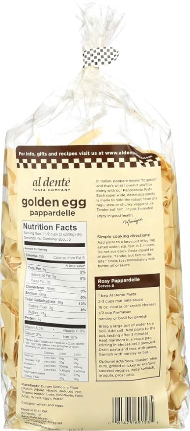 Al Dente Golden Egg Papparedelle Pasta 18x 12Oz