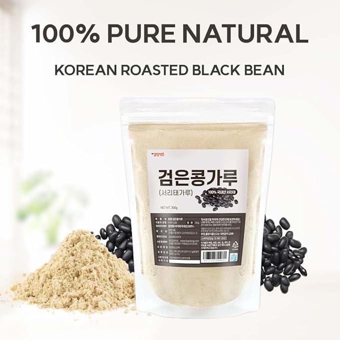 Roasted Korean Black Soybean Powder – 100% Toasted Seoritae from Korea Fine Ground Plant-Based Ingredient for Smoothies Drinks and Cooking 볶은검은콩가루 볶은서리태가루 (10.6 oz (300g) Roasted Black Bean)