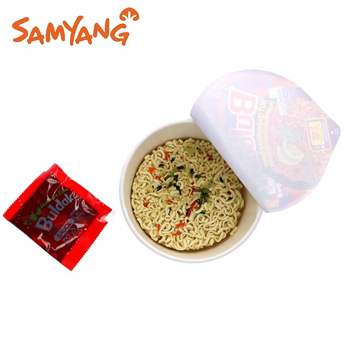 Samyang Buldak Noodles Hot Chicken Flavour Ramen Habanero Lime Big Bowl Cup 110g Instant Korean Food Snacks (Pack of 6)