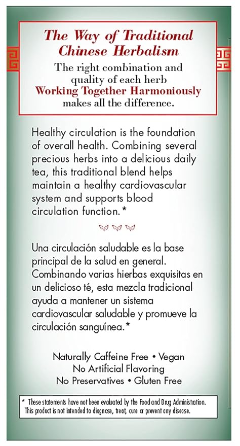 Bravo Tea Blood Circulation Herbal Tea Naturally Caffeine Free Vegan Friendly Gluten Free &amp Non-GMO 20 Tea Bags (Pack of 6)
