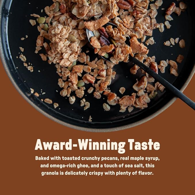 Jamie's Farm New York Maple Pecan Granola with Sea Salt (3 pcs) - Gluten Free Organic Granola Cereal Low Sugar | Baked w/Grass-fed Ghee | Maple Flavor Healthy &amp Gluten Free Snack - 8oz/pcs