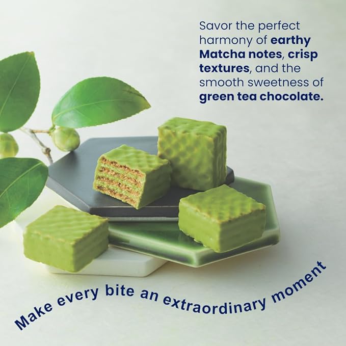 ROYCE' Chocolate Wafers Matcha - Premium Chocolate Wafers with Flavorful Filling| Perfect Gourmet Snack for Gifting &amp Indulging | Japanese Chocolate from Hokkaido (12 Pieces of Chocolate)
