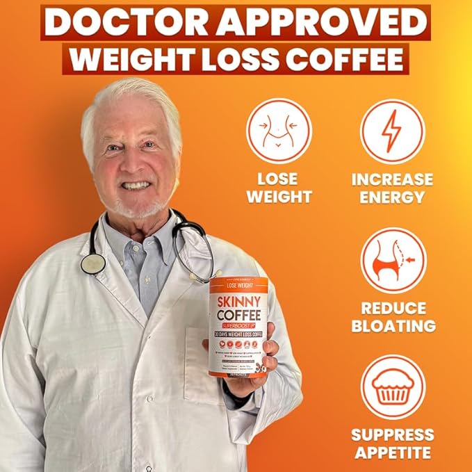 Skinny Coffee Super Boost Weight Loss Coffee Belly Fat Burner for Women &amp Men Sugar-Free Keto Vegan Reduces Bloating Supports Energy &amp Metabolism Appetite &amp Cravings Control (60 Servi