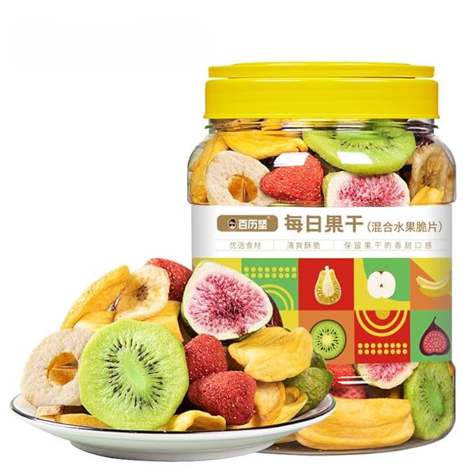 Instant Dried Vegetables and Fruits Chips 17.6 Ounce/can Crispy Mixed Fruits and Vegetables Strawberry Banana Apple Fig Fruits Vegetables Snacks Snack Foods Chinese Foods Vegan (1 Can)