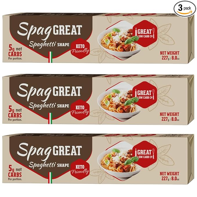 Low Carb Spaghetti High Protein Great Low Carb Bread Company 5g Net Carbs 19g Protein Keto-Friendly (3 Pack)