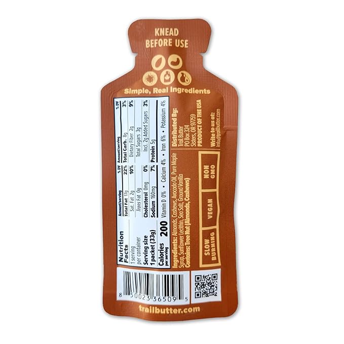 Trail Butter Lil’ Squeeze Nut Butter Energy Pouches 1.15oz (12-Pack) – Real Food Endurance Fuel Protein Snack for Hiking Running Cycling &amp Travel – 5g of Protein per Pouch – Maple Syrup &amp