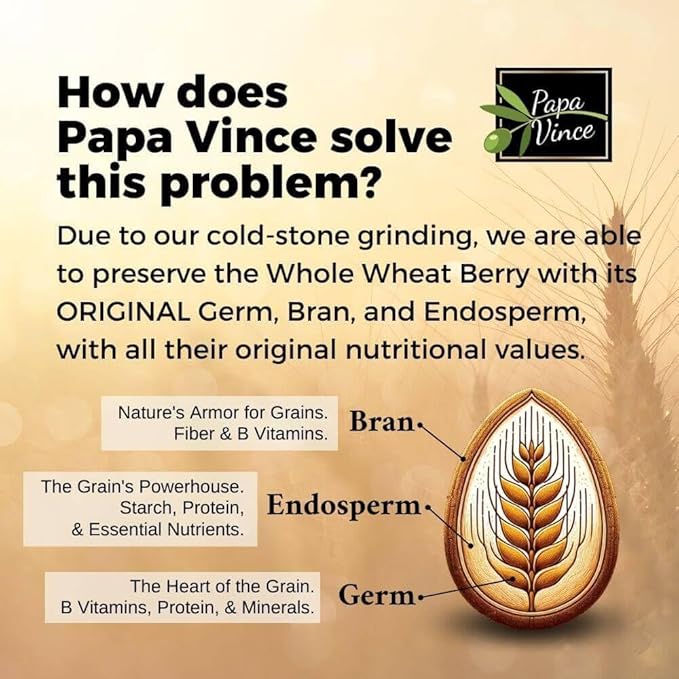 Papa Vince Organic Whole Wheat Non Enriched Rigatoni: Low Gluten Italian Pasta made in Italy from Organic Non GMO Khorasan Ancient Grain grown in Sicily. Slow Dried Bronze Die Cut. High in Selenium &a