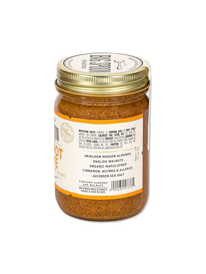 Big Spoon Roasters Carrot Cake Almond Butter With Sea Salt - Keto Friendly Low Sugar Almond Butter - Crunchy &amp Bee-Friendly Almonds - Gourmet Vegan Almond Nut Butter - 2 x 13 Ounces