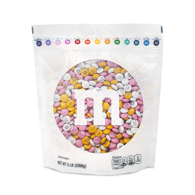 M&ampM’S WORLD Bat Mitzvah Milk Chocolate Candy 5lbs of Bulk Candy in Resealable Pack for the Celebration Sweet Stuff for DIY Commemorative Bat Mitzvah Gift or Party Favors