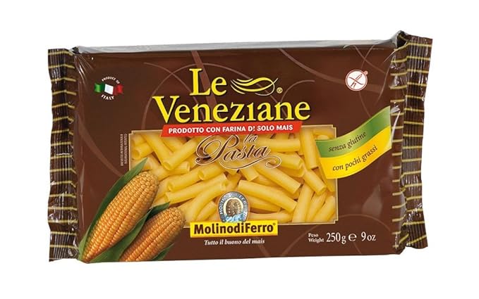 Le Veneziane - Italian Tubetti Rigate Pasta [Gluten-Free] (4)- 8.8 oz. Pkgs