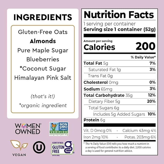 Mylk Labs Blueberry Maple Protein Oatmeal Cups Whole Grain Low Sugar High Fiber Breakfast with Superfoods Quick &amp Easy On the Go Instant Oatmeal Rolled Oats Gluten Free Vegan Nut Free 1