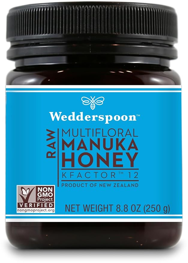 Wedderspoon Raw Premium Manuka Honey KFactor 12 8.8 Oz Unpasteurized Genuine New Zealand Honey Non-GMO Superfood Traceable from Our Hives to Your Home