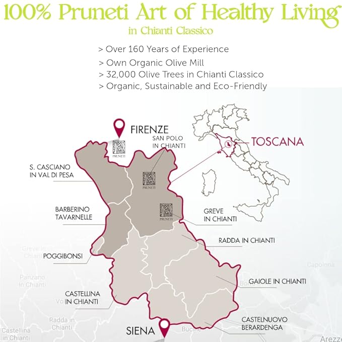 Pruneti Leccino Organic Extra Virgin Olive Oil from Tuscany – 2025 Gold Award Winning Italian Olive Oil from Italy – 400+ mg/kg Polyphenols evoo – First Cold pressed for Drinking &amp Finishing Use