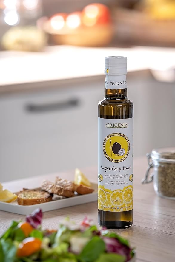 Pack of 2 Extra Virgin Flavored Olive Oil 1 Bottle Lemon Infused 1 Bottle Orange Infused EVOO Cold Pressed Polyphenol Rich EVOO Intense Flavor Olive Oil Extra Virgin from Laconia 2X250ml