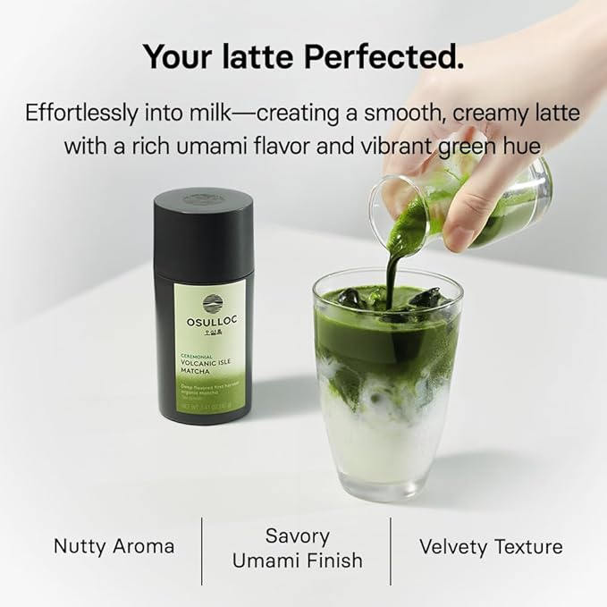 OSULLOC Volcanic Isle Matcha Powder Ceremonial Grade Korean Matcha for lattes Green tea powder from Jeju island (1.41oz 40g)