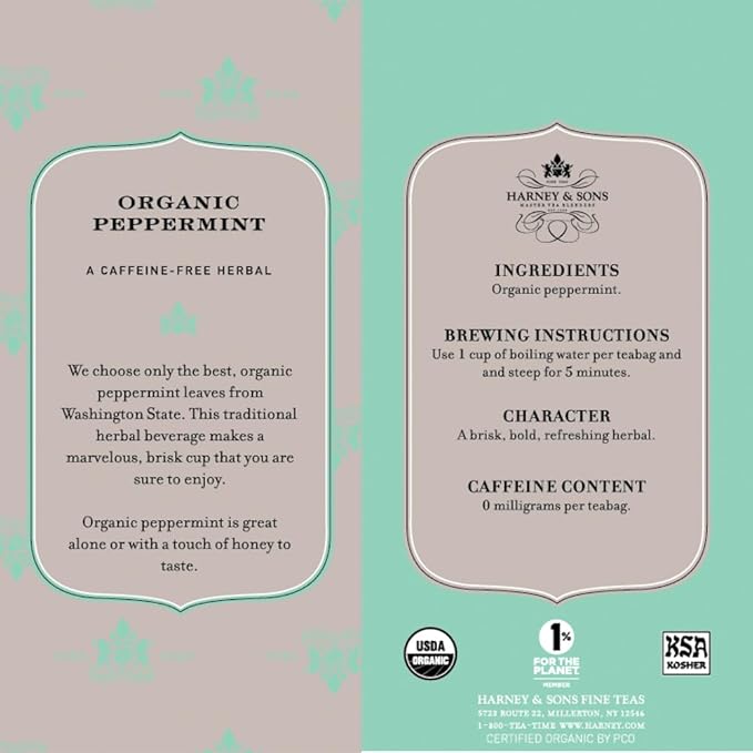 Harney &amp Sons Variety Pack Premium Tea Bags 6 Flavors 20 Tea Bags Each (Egyptian Chamomile English Breakfast Hot Cinnamon Spice Organic Peppermint Japanese Sencha Decaffeinated Ceylon )
