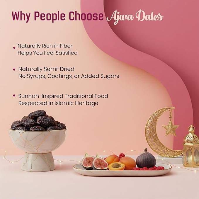 Sahara Gold Ajwa Dates - Authentic Saudi Grown from Al- Madinah - NON-GMO &amp Gluten Free Fiber Rich Healthy Snacks - Naturally Mildly Sweet - Bulk Pack Non-Pitted Dates - For Ramadan &amp Snacking