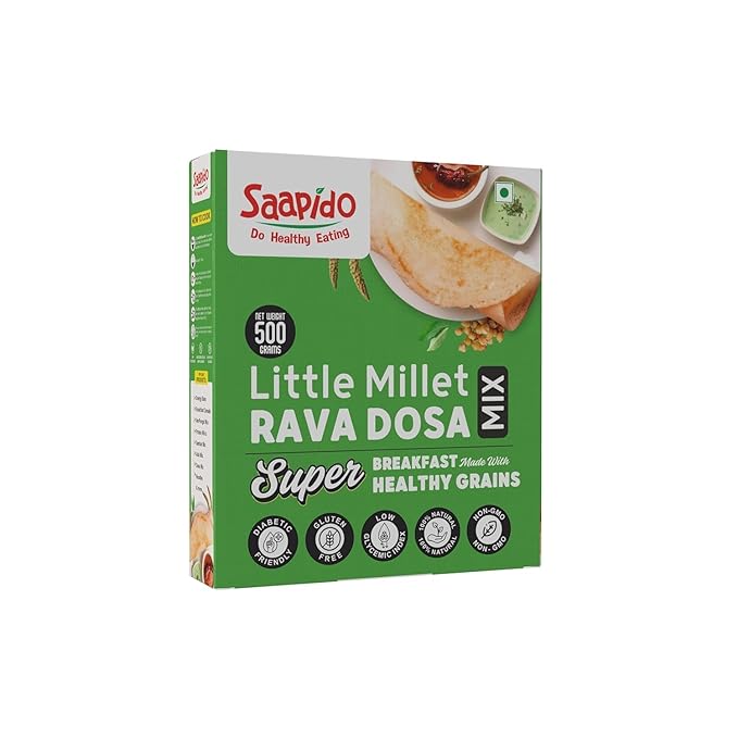 SAAPIDO Little Millet Dosa Mix (Dosa Batter) Natural and Healthy Food Instant Millets Breakfast Mix- Rich in Protein &amp High Fiber (1.1 lbs)