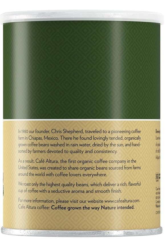 Cafe Altura Ground Organic Coffee Fair Trade Classic Roast 12 Ounce