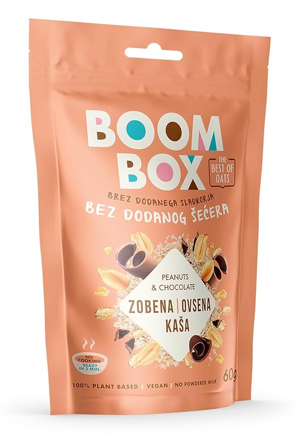 BOOM BOX Peanut Chocolate Oatmeal - 60g - Nutty and Chocolaty Breakfast Bliss