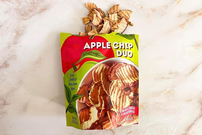 Apple Chip Duo | Dried Crinkle Cut Red &amp Green Apples | Trader Joes - Pack of 3