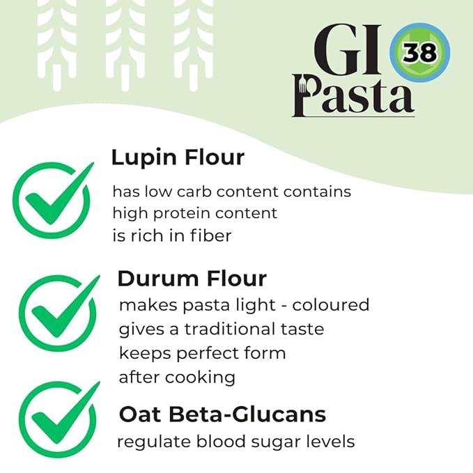 GI Pasta Fusilli 14-Pack (123.2 oz Total) | Low Glycemic Fine-Cut Italian Dry Pasta Perfect for Soups Broths and Light Dishes