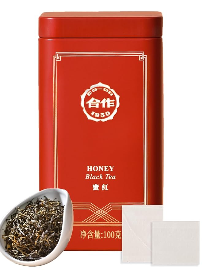 CO-OP 1950 Honey Black Tea Loose Leaf Tea 100g Premium High Mountain Whole Loose Leaf Black Tea Naturally Sweet &amp Mellow Unique Floral &amp Nectar Aroma No Additives 20 Empty Tea Bags Inclu
