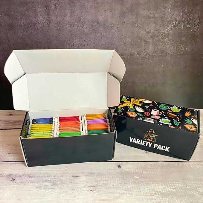 56-Piece Tea Sampler Gift Set – 14 Flavors Premium Assorted Variety Pack with 10 Honey Sticks &amp Recipe eBook – Gift for Tea Lovers Him &amp Her