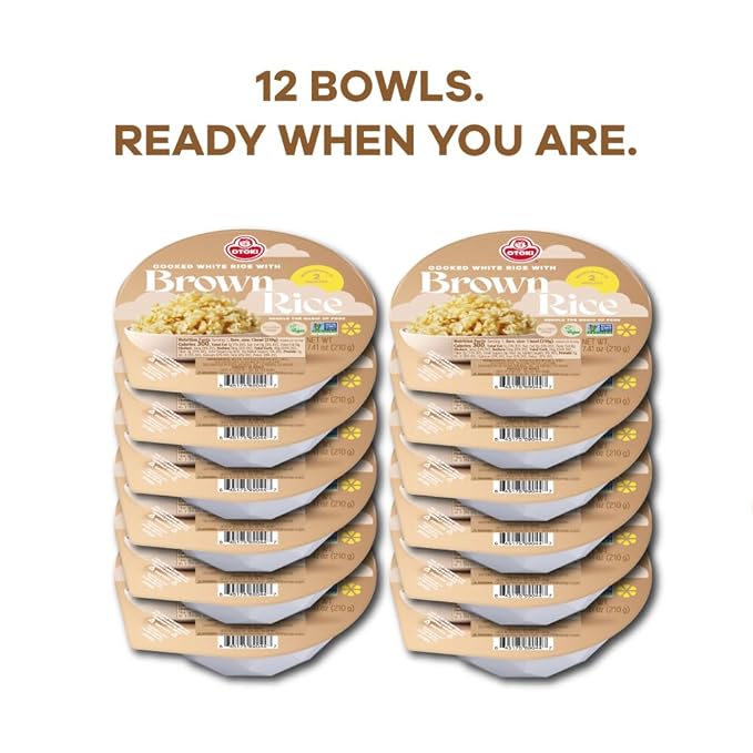 OTOKI Korean Sprouted Brown Rice Premium Whole Grain Rice Bowls Gluten-Free &amp Vegan Ready in 2 Minutes 7.41 oz (Pack of 12)