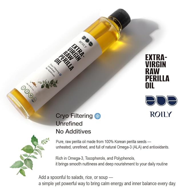 NONGBU PLUS Cold Pressed Raw Perilla Oil 6.76 Fl Oz (200ml) 100% Pure Perilla Seed Oil Korean-Style Toasted Rich and Nutty Flavor