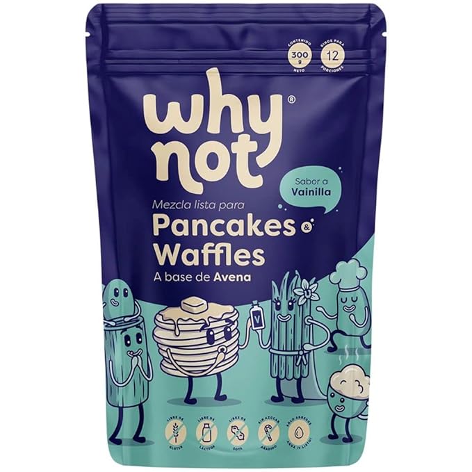 Almond based waffles Why Not Pancakes mix (2 pack) with Vanilla flavor waffle Gluten Free &amp no added sugar Works with Waffle Maker - Fast and Fresh Breakfast Foods