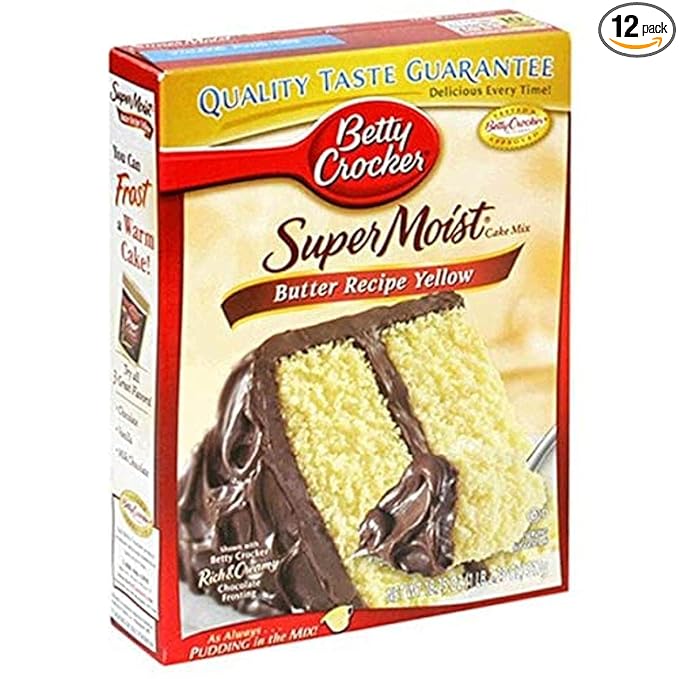 Betty Crocker Supermoist Cake Mix Butter Recipe Yellow 18.25-Ounce Boxes (Pack of 12)