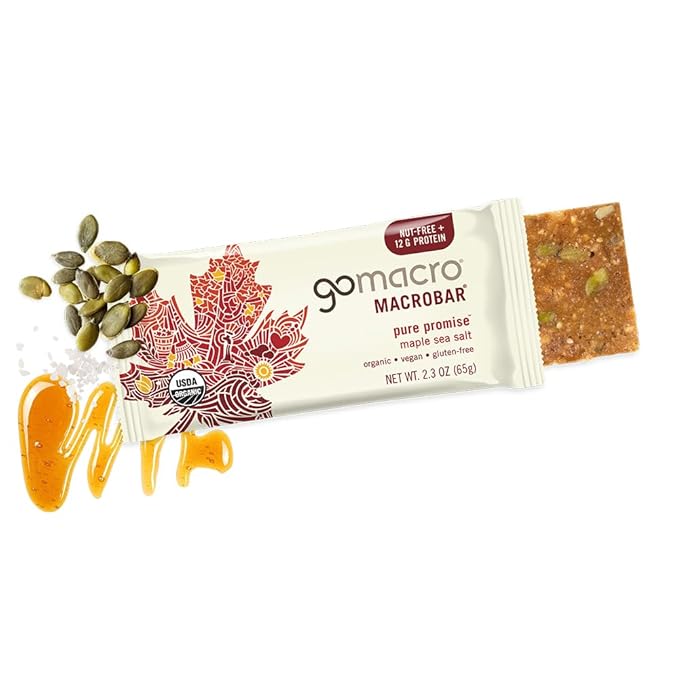 Gomacro Macrobar Organic Vegan Protein Bars - Maple Sea Salt (2.3 Ounce Bars 12 Count)