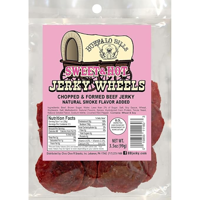 Buffalo Bills Sweet &amp Spicy Beef Jerky Wheels (Circles) - Three 3.5oz Packs