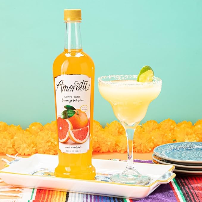Amoretti - Grapefruit Beverage Infusion 94 Servings Per Bottle (750 ml) - Drink Mix &amp Water Enhancer with Pump for Flavoring Cocktails Waters Teas and other Beverages Preservative Free