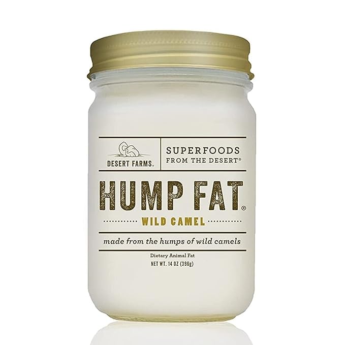 Desert Farms - Real Organic Cooking Camel Hump Fat - Halal Paleo and Keto Certified - Quickly Melting Use For Fry [High Smoke Point] - 31 Fatty Acids &amp Gluten-Free - Made In The USA [14 oz]