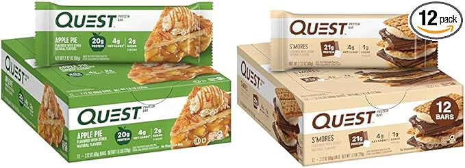 Quest Nutrition Apple Pie Protein Bar 20g Protein 4g Net Carbs 2g Sugar Gluten Free &amp Lemon Cake Protein Bars High Protein Low Carb Gluten Free Keto Friendly 12 Coun