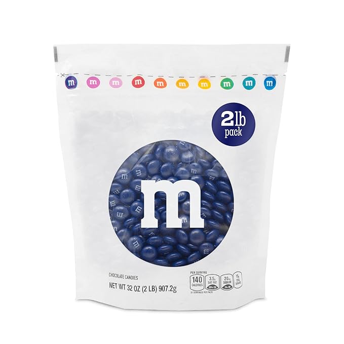 M&ampM’S WORLD Dark Blue Milk Chocolate Candy Bulk 2lbs of M&ampM'S in Resealable Pack for Candy Bars Birthday Parties Graduations Congrats Celebrations &amp DIY Party Favors