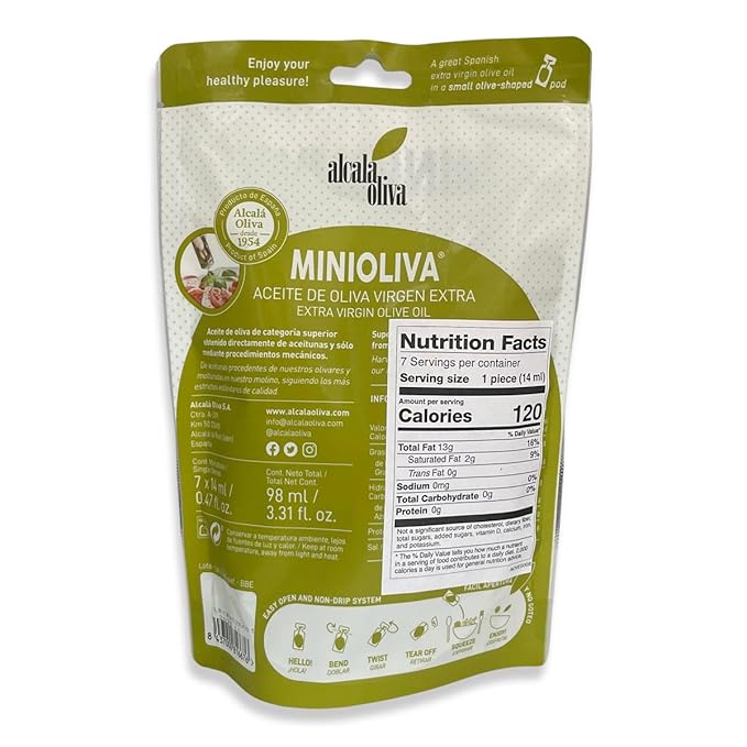 Mini Oliva - Extra Virgin Olive Oil Single Serve -3 Pouches of 7 Pods (21 Total 0.47 fl oz Each)