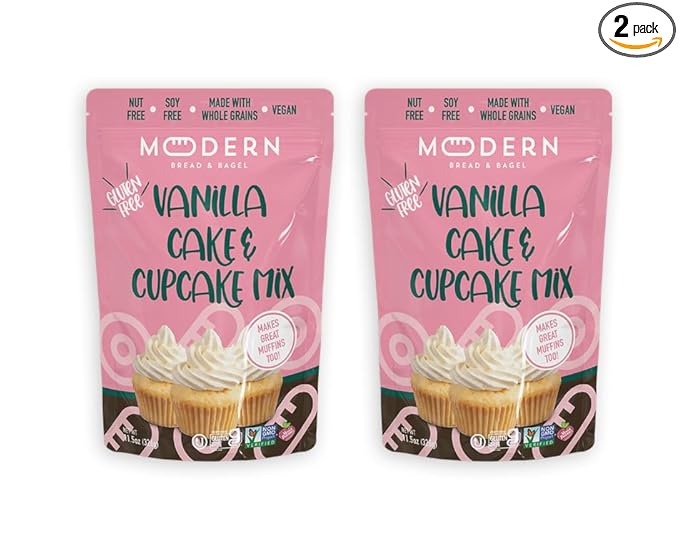 Modern Bread &amp Bagel Gluten-Free Vanilla Cake Cupcake &amp Muffin Mix | Certified Gluten Free | Nut Free | Non-GMO | Vegan Friendly | Kosher - 11.5 oz. (2 Pack)