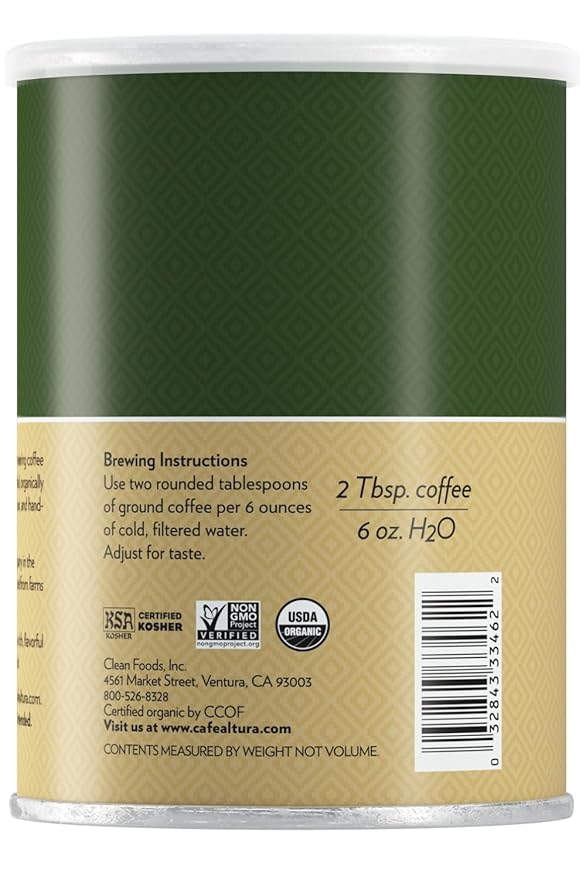 Cafe Altura Ground Organic Coffee Regular Roast 12 oz Can (Pack of 3)
