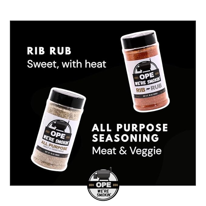 Ope We’re Smokin’ All-Purpose &amp Rib Rub Duo – Premium BBQ Seasoning Blend for Grilling Smoking &amp Roasting – Bold Flavor Dry Rub for Meat Pork Ribs Chicken &amp More – 2-Pack