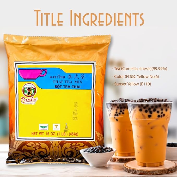 Pantai Thai Tea Mix - Authentic Restaurant-Quality Flavor for Homemade Premium Thai Iced Tea - 16 Ounces - Rich &amp Aromatic