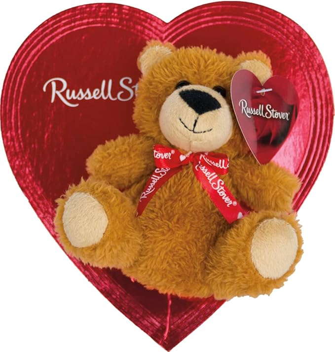 Russell Stover Assorted Chocolates Heart Box with Toy Bear 3.5 Ounce