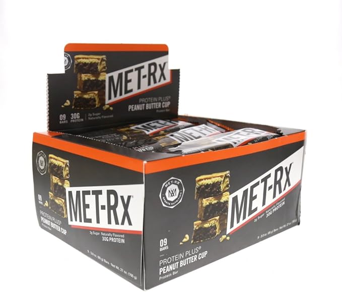 MET-Rx Protein Plus Bar Great as Healthy Meal Replacement Snack and Help Support Energy Gluten Free Peanut Butter Cup With Vitamin A Vitamin C and Zinc to Support Immune Health 85 g9 Count