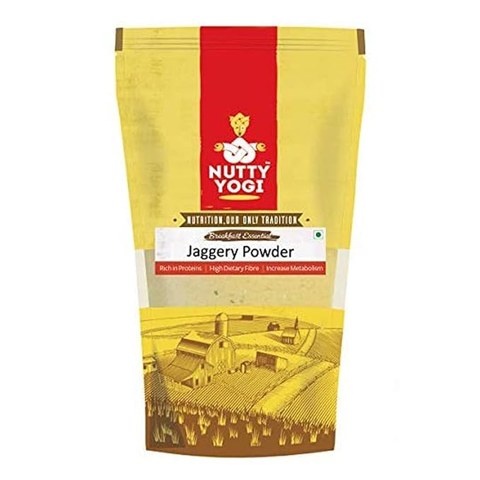 Nutty Yogi Organic Jaggery Powder Low Gi High In Nutrients 100% Organic Sweetener Caramel Flavour Tea Original Gur(500 G (Pack Of 4))