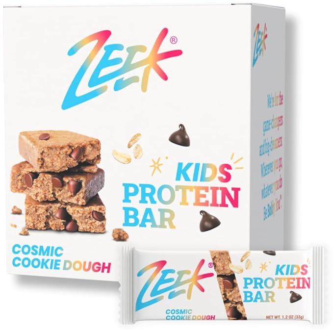 ZEEK BAR - Kids Protein Bars - 6g Protein - All Natural Non-GMO Gluten Free - Cosmic Cookie Dough 12 Count - New &amp Improved Formula!
