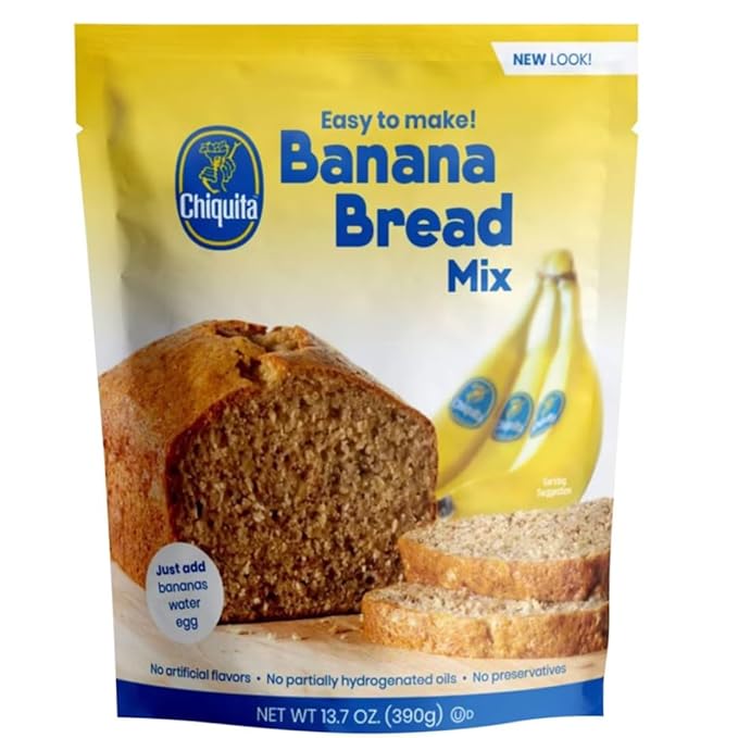 Chiquita! Banana Bread Mix Moist &amp Delicious Homemade Banana Bread Easy Baking Mix 13.7 oz Box (2 Pack)
