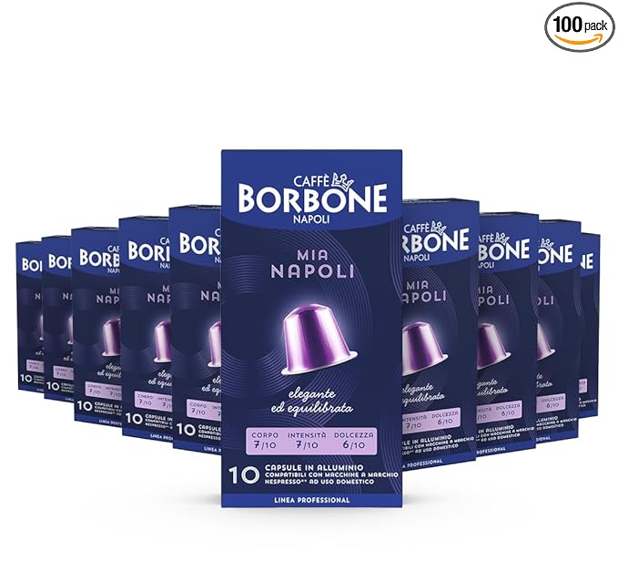 Caffè Borbone Mia Napoli Aluminum Capsules Compatible with Nespresso Original Machines Medium Roast 100 Count